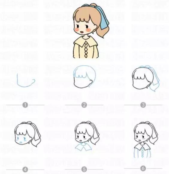 萌萌的少女簡筆畫教程圖片
