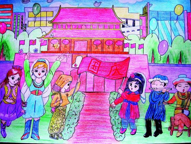 北京天安門兒童畫圖片作品欣賞