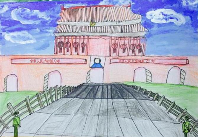北京天安門兒童畫圖片作品欣賞