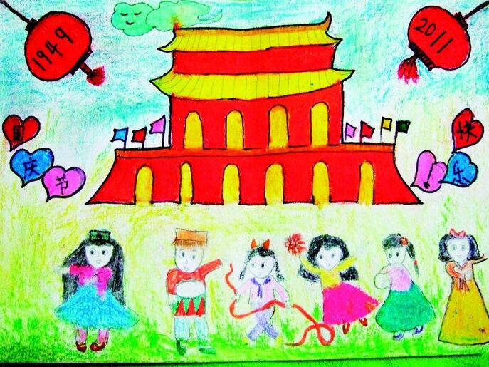北京天安門兒童畫圖片作品欣賞