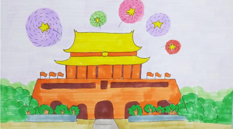北京天安門兒童畫圖片作品欣賞