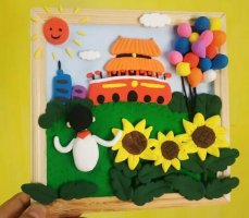 幼兒粘土作品：天安門粘土畫教程