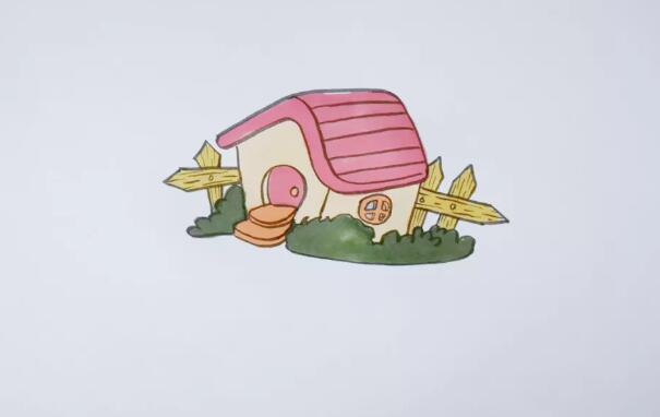 粉色的小房子簡筆畫教程圖片