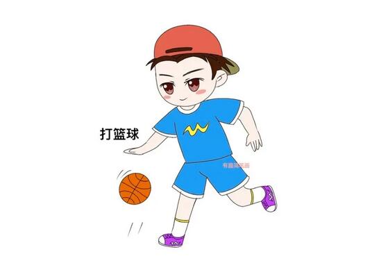 打籃球的小男孩簡筆畫