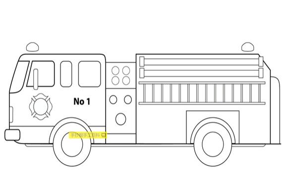 幾種消防車簡(jiǎn)筆畫(huà)畫(huà)法圖片