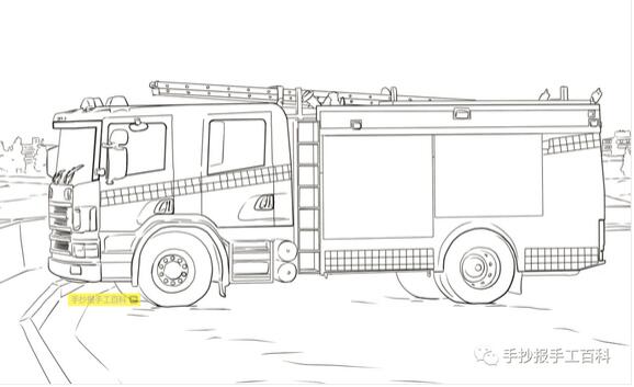 幾種消防車簡(jiǎn)筆畫(huà)畫(huà)法圖片