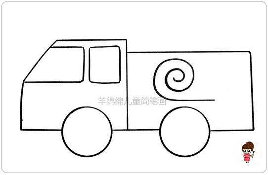 消防車(chē)簡(jiǎn)筆畫(huà)教程圖片