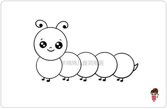 用硬幣畫(huà)毛毛蟲(chóng)簡(jiǎn)筆畫(huà)教程圖片