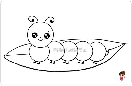 用硬幣畫(huà)毛毛蟲(chóng)簡(jiǎn)筆畫(huà)教程圖片