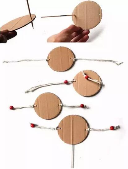 兒童手工制作玩具 用瓦楞紙自制撥浪鼓