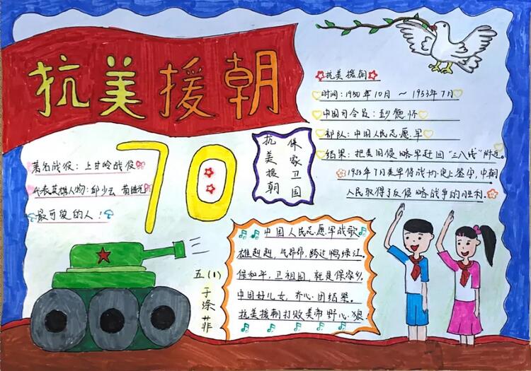 抗美援朝70周年手抄報圖片簡單又漂亮（74p）