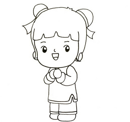 小孩拜年簡(jiǎn)筆畫步驟
