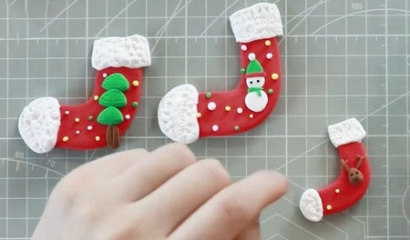 橡皮泥手工制作圣誕襪教程圖片