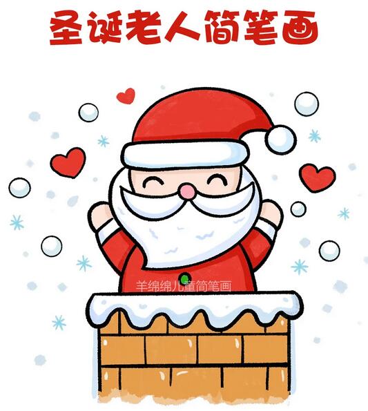 煙囪圣誕老人簡筆畫怎么畫步驟圖片