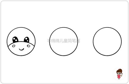 圓形畫卡通小牛簡筆畫步驟圖片
