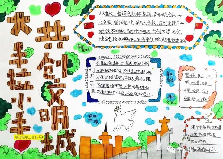大手拉小手，創(chuàng)建文明城市手抄報(bào)圖片