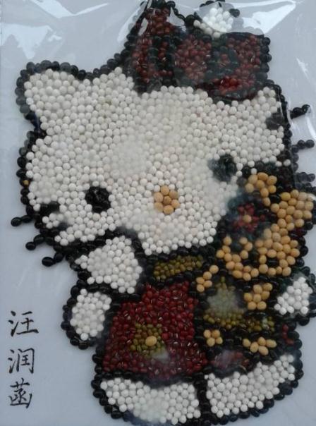 兒童手工豆子粘貼畫 好看的動物