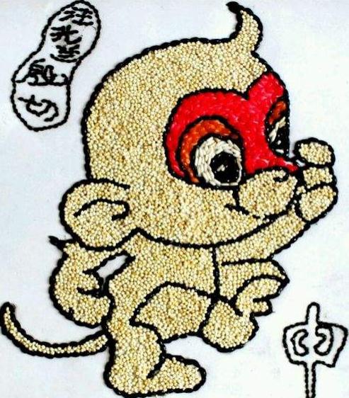 兒童手工豆子粘貼畫 好看的動物