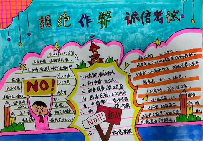 拒絕作弊，誠(chéng)信考試手抄報(bào)圖片