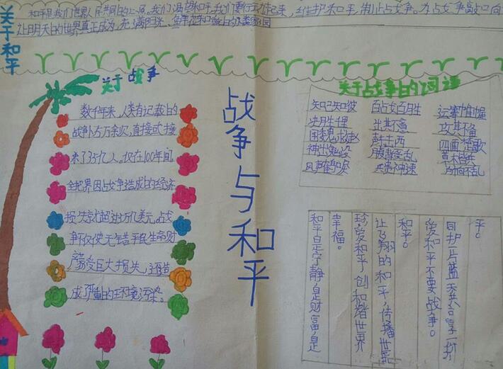 戰(zhàn)爭與和平手抄報(bào)內(nèi)容圖片簡單好看