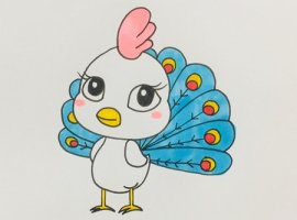 卡通孔雀簡筆畫怎么畫步驟圖片