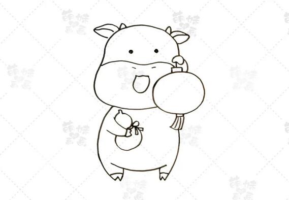 學(xué)畫8只小牛的簡筆畫，簡單又可愛
