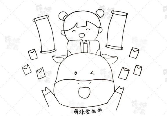 學(xué)畫8只小牛的簡筆畫，簡單又可愛