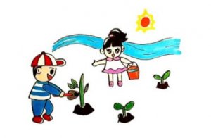 植樹節(jié)的小朋友簡筆畫教程圖片