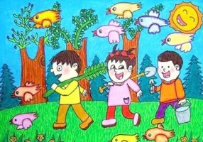 植樹(shù)節(jié)兒童畫繪畫作品