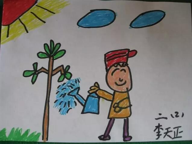 植樹節(jié)兒童畫繪畫作品