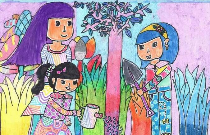 植樹節(jié)兒童畫繪畫作品