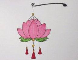 元宵節(jié)蓮花燈簡(jiǎn)筆畫(huà)的教程圖片