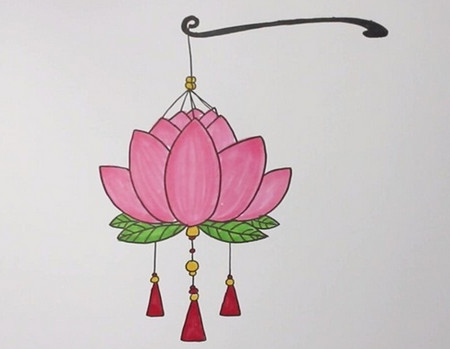 元宵節(jié)蓮花燈簡筆畫的教程圖片