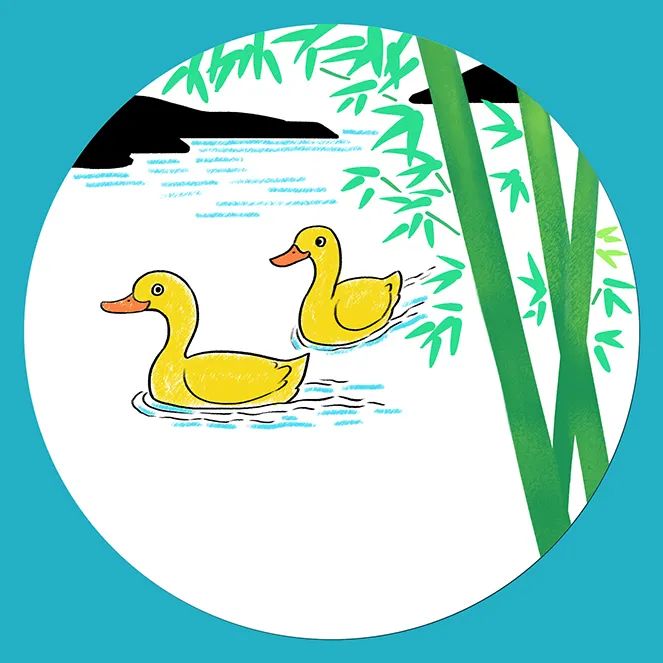 春天主題兒童畫《春江水暖鴨先知》