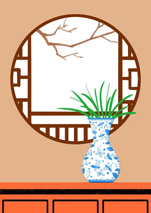 春天主題兒童畫作品《窗外即景》