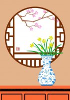 春天主題兒童畫(huà)作品《窗外即景》
