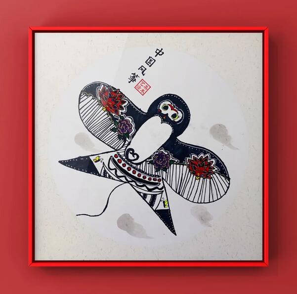 少兒美術(shù)兒童畫作品《風箏》