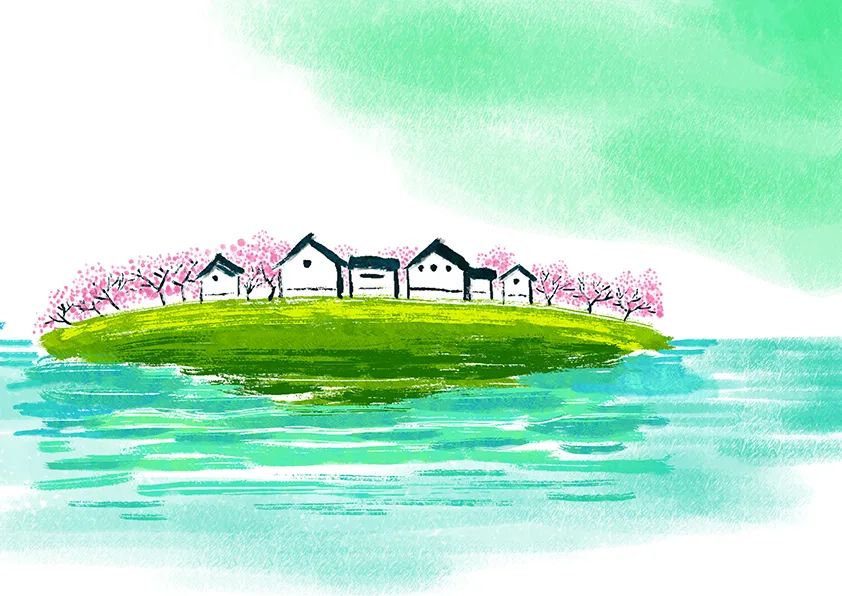 春天水粉風(fēng)景畫技法作品《桃紅柳綠》