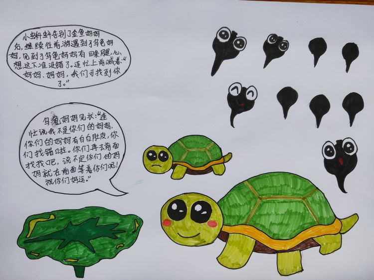 《小蝌蚪找媽媽的故事》兒童繪畫作品