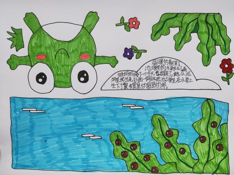 《小蝌蚪找媽媽的故事》兒童繪畫作品