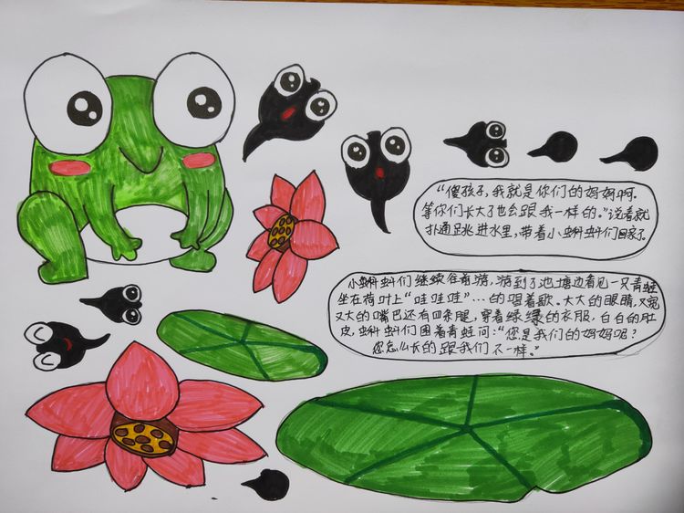 《小蝌蚪找媽媽的故事》兒童繪畫作品