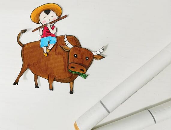 清明節(jié)紙粘貼畫手工《牧童騎黃牛》