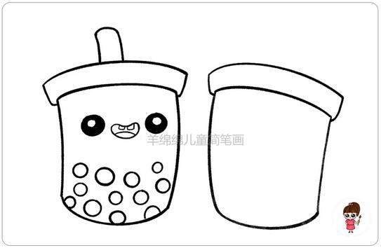 可愛(ài)的奶茶簡(jiǎn)筆畫(huà)教程圖片