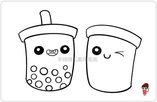 可愛(ài)的奶茶簡(jiǎn)筆畫(huà)教程圖片