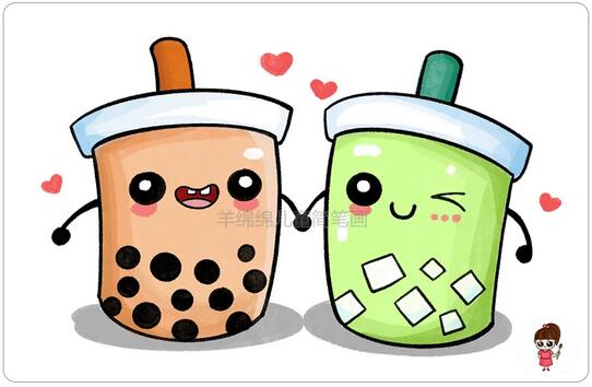 可愛(ài)的奶茶簡(jiǎn)筆畫(huà)教程圖片