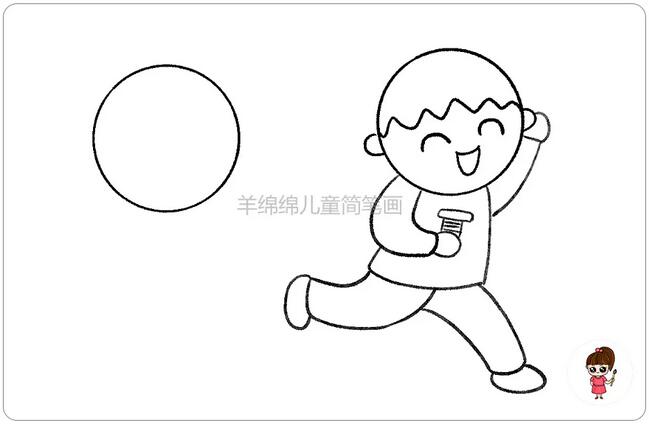 小孩放風(fēng)箏兒童簡(jiǎn)筆畫