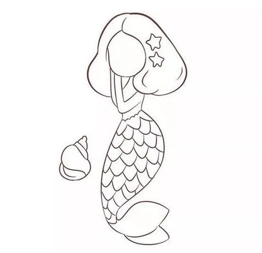 漂亮的美人魚簡筆畫步驟圖片