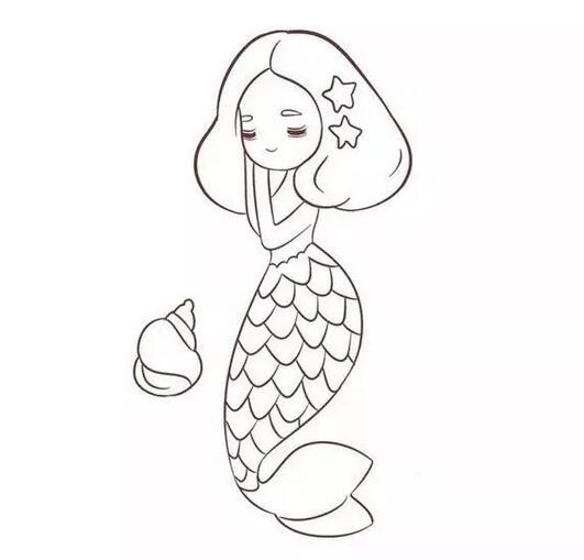 漂亮的美人魚簡筆畫步驟圖片