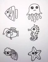 海底世界海洋生物簡筆畫圖片