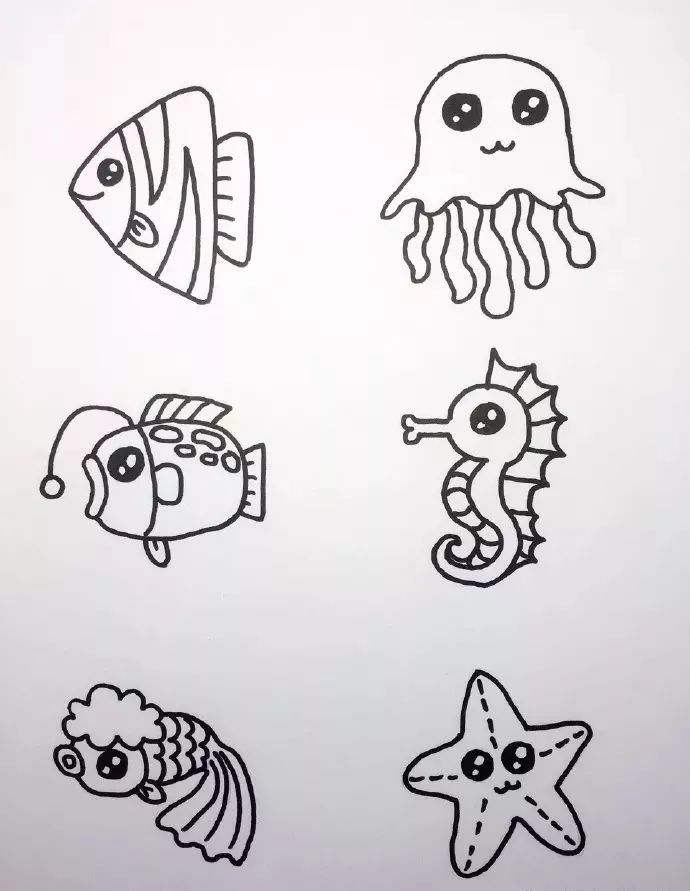 海底世界海洋生物簡筆畫圖片